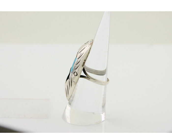 Navajo Handmade Ring 925 Silver Natural Arizona Turquoise Artist C.80's