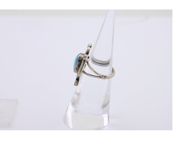 Navajo Handmade Ring 925 Silver Natural Arizona Turquoise Artist C.80's