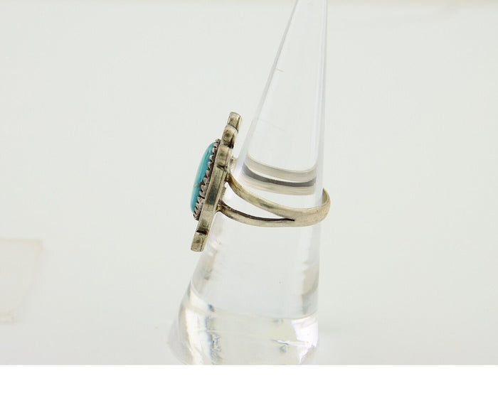 Navajo Handmade Ring 925 Silver Natural Arizona Turquoise Artist C.80's