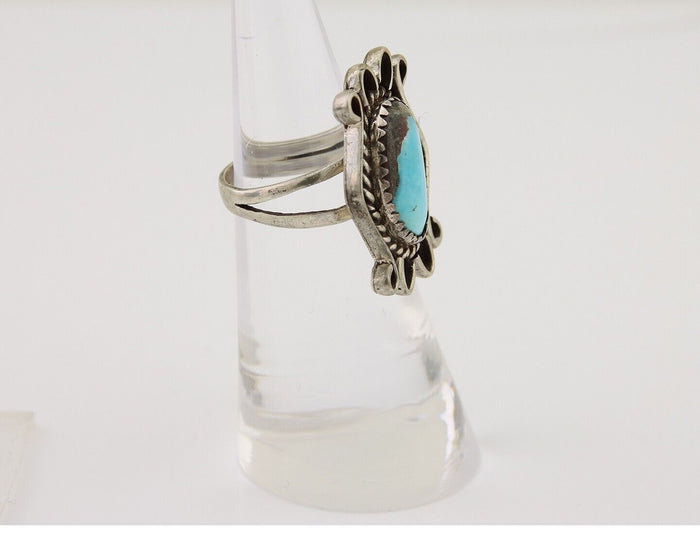Navajo Handmade Ring 925 Silver Natural Arizona Turquoise Artist C.80's