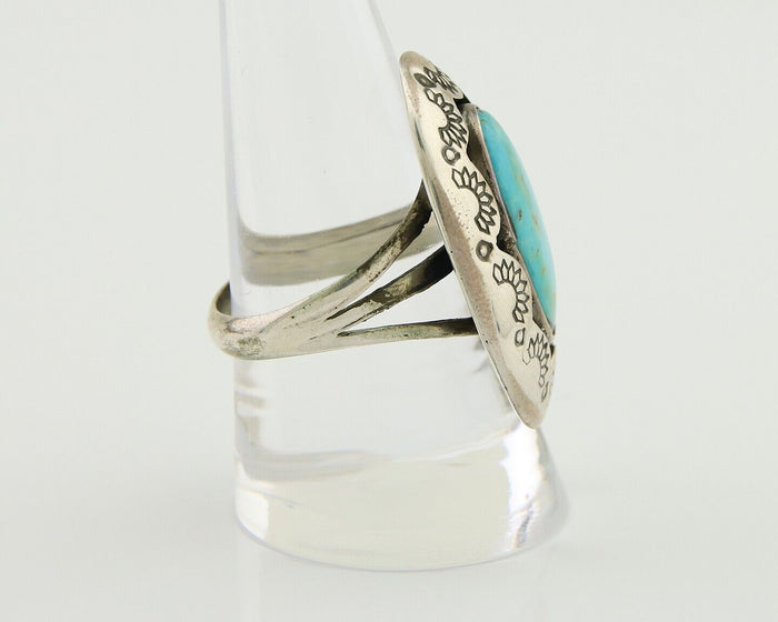 Navajo Handmade Ring 925 Silver Natural Arizona Turquoise Artist C.80's