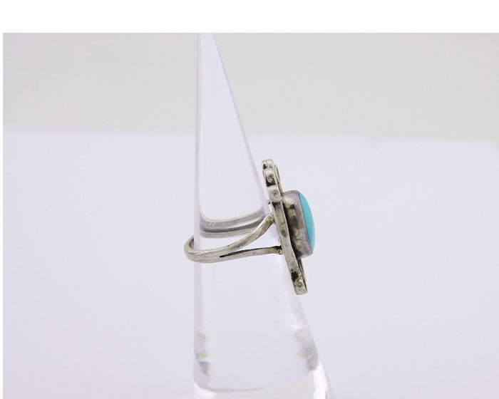 Navajo Handmade Ring 925 Silver Natural Arizona Turquoise Artist C.80's