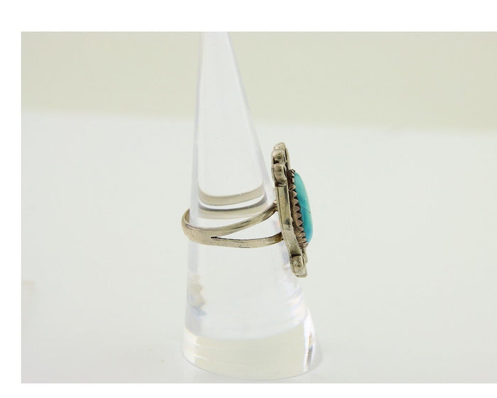 Navajo Handmade Ring 925 Silver Natural Arizona Turquoise Artist C.80's