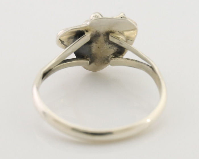 Navajo Handmade Ring 925 Silver Natural Coral Native Artist Size 7.0 C.80's