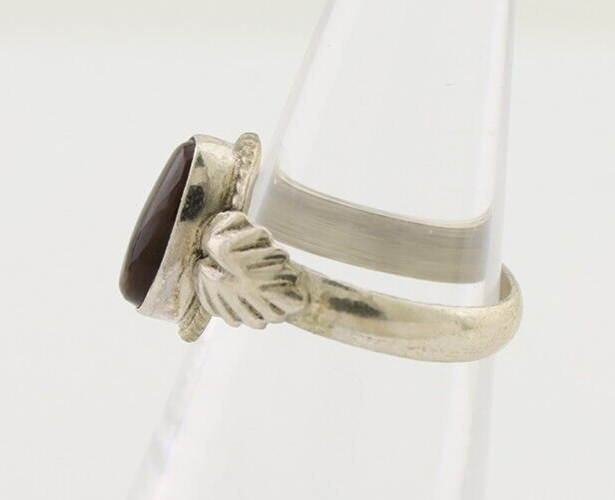 Navajo Handmade Ring 925 Silver Natural Fire Opal Native Artist Size 5.0 C.80's