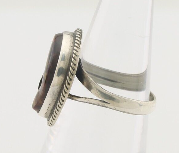 Navajo Handmade Ring 925 Silver Natural Fire Opal Native Artist Size 6.0 C.80's
