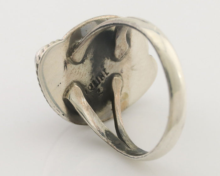 Navajo Handmade Ring 925 Silver Natural Fire Opal Native Artist Size 6.0 C.80's