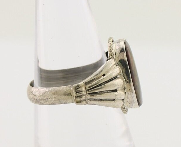 Navajo Handmade Ring 925 Silver Natural Fire Opal Native Artist Size 6.5 C.80's