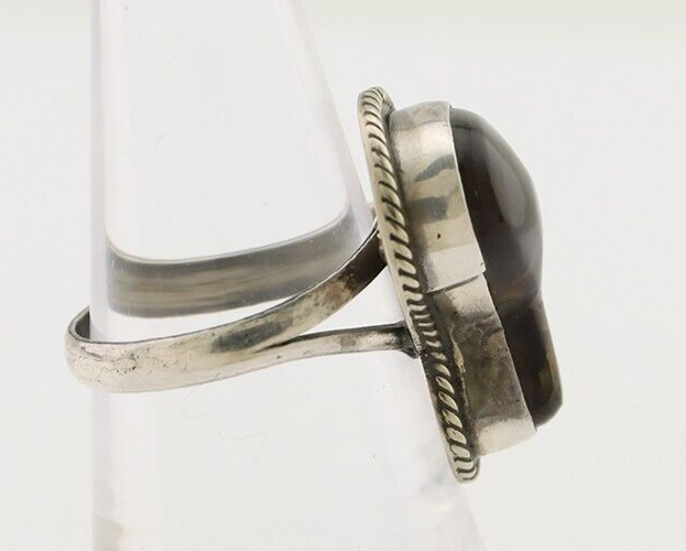 Navajo Handmade Ring 925 Silver Natural Fire Opal Native Artist Size 6.5 C.80's