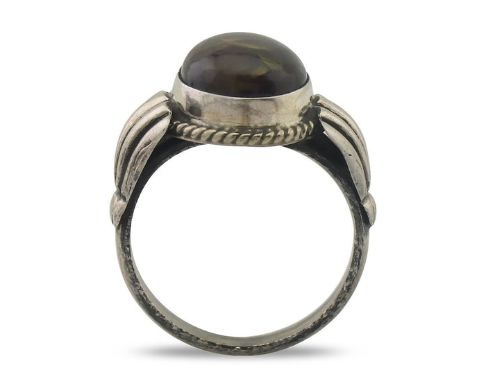 Navajo Handmade Ring 925 Silver Natural Fire Opal Native Artist Size 6.75 C.80's