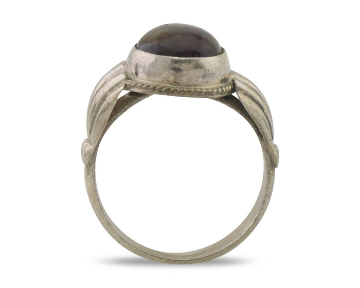 Navajo Handmade Ring 925 Silver Natural Fire Opal Native Artist Size 7.0 C.80's