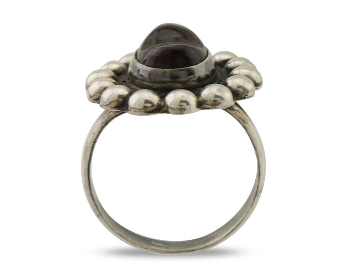 Navajo Handmade Ring 925 Silver Natural Fire Opal Native Artist Size 7.5 C.80's