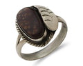 Navajo Handmade Ring 925 Silver Natural Fire Opal Native Artist Size 8.0 C.80's