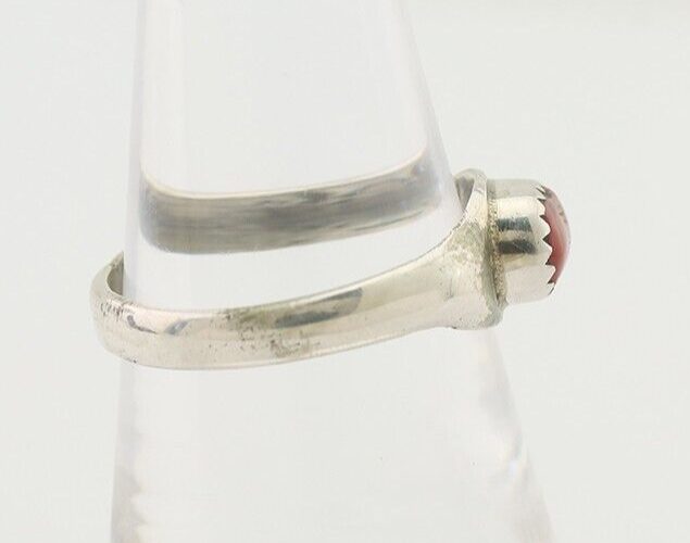 Navajo Handmade Ring 925 Silver Natural Mediterranean Coral Native Artist C.80's