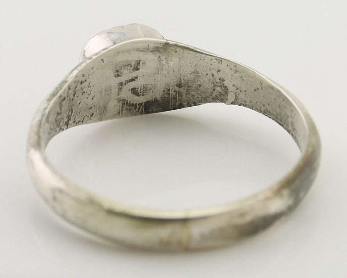 Navajo Handmade Ring 925 Silver Natural Mediterranean Coral Native Artist C.80's