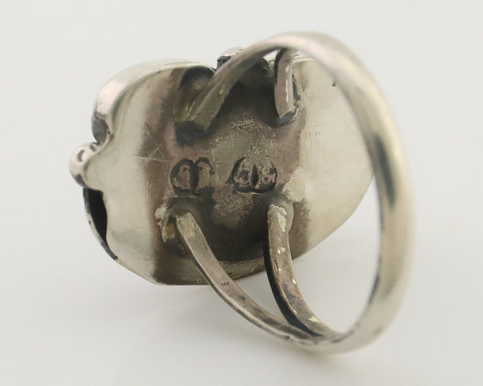 Navajo Handmade Ring 925 Silver Natural Mediterranean Coral Signed 88 C.80's