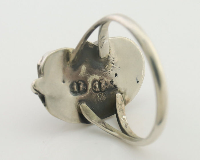 Navajo Handmade Ring 925 Silver Natural Mediterranean Coral Signed 88 C.80's