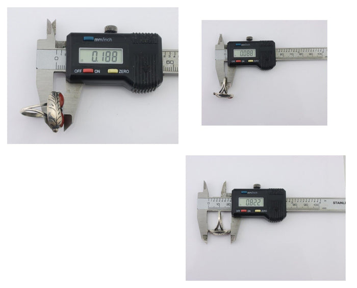 Navajo Handmade Ring 925 Silver Natural Mediterranean Coral Signed 88 C.80's