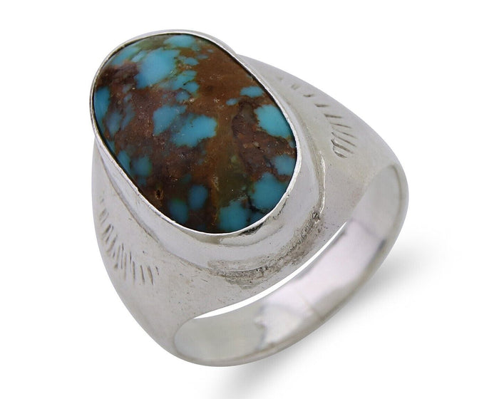Navajo Handmade Ring 925 Silver Natural Mined Turquoise Artist C.80's