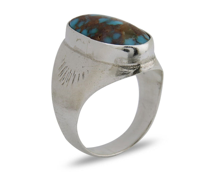 Navajo Handmade Ring 925 Silver Natural Mined Turquoise Artist C.80's