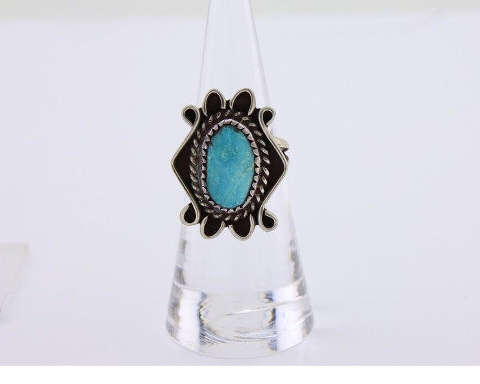 Navajo Handmade Ring 925 Silver Natural Mined Turquoise Artist C.80's