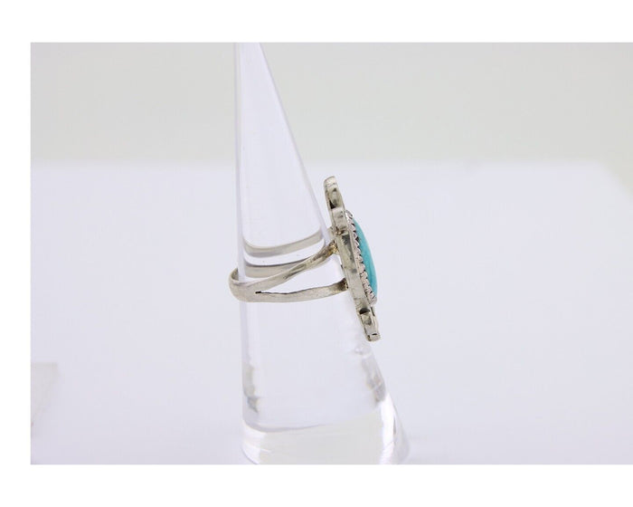 Navajo Handmade Ring 925 Silver Natural Mined Turquoise Artist C.80's
