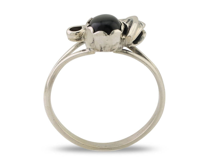 Navajo Handmade Ring 925 Silver Natural Onyx Native Artist Size 5.0 C.80's