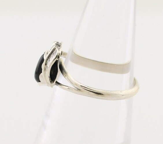 Navajo Handmade Ring 925 Silver Natural Onyx Native Artist Size 5.0 C.80's