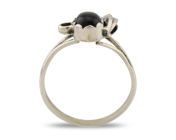 Navajo Handmade Ring 925 Silver Natural Onyx Native Artist Size 5.75 C.80's