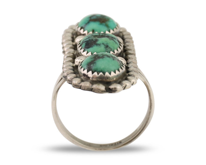 Navajo Handmade Ring 925 Silver Natural Turquoise Native American Artist C.80's