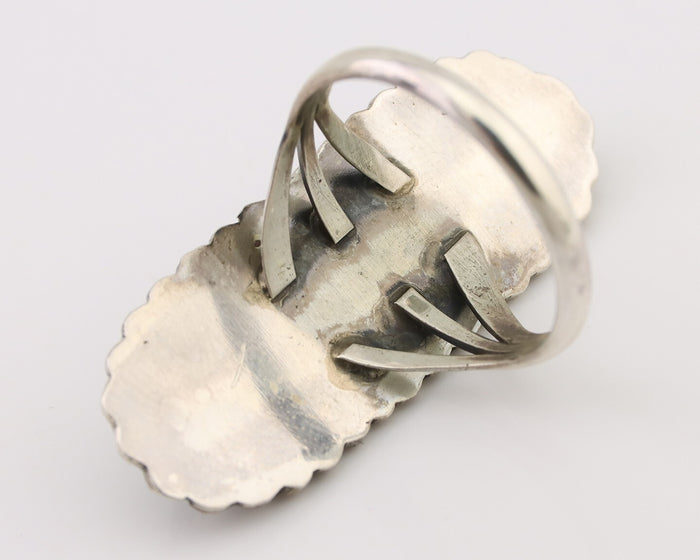 Navajo Handmade Ring 925 Silver Natural Turquoise Native American Artist C.80's