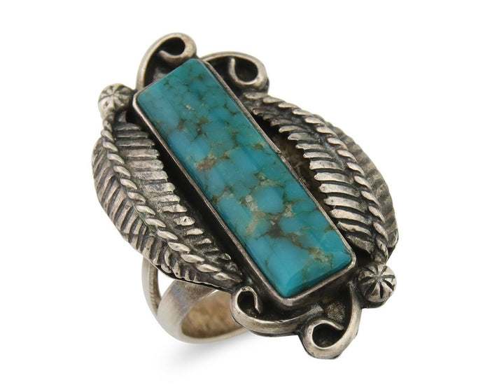 Navajo Handmade Ring 925 Silver Natural Turquoise Native Artist C.80's