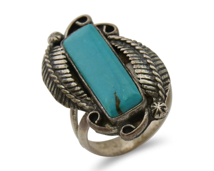 Navajo Handmade Ring 925 Silver Natural Turquoise Native Artist C.80's
