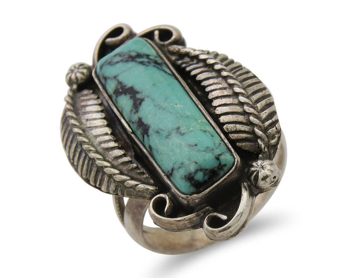 Navajo Handmade Ring 925 Silver Natural Turquoise Native Artist C.80's