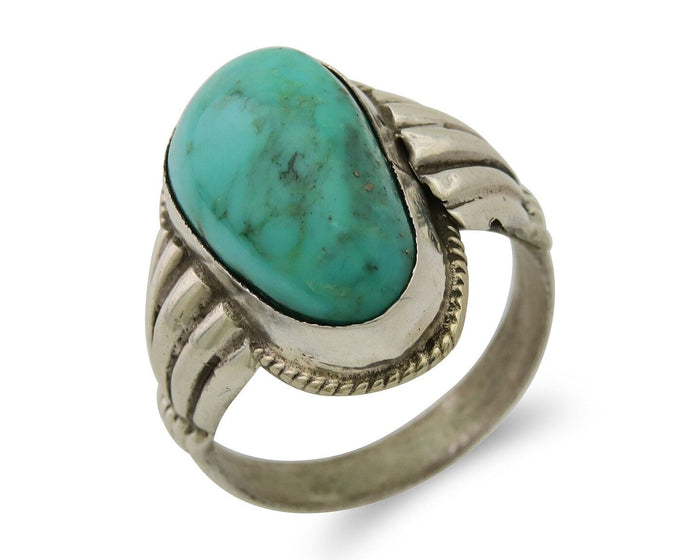 Navajo Handmade Ring 925 Silver Natural Turquoise Native Artist C.80's