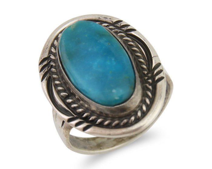 Navajo Handmade Ring 925 Silver Natural Turquoise Native Artist C.80's