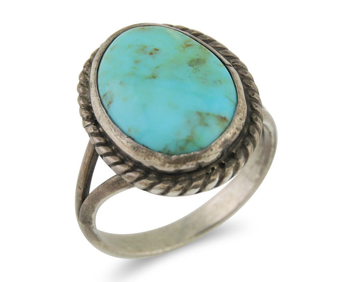 Navajo Handmade Ring 925 Silver Natural Turquoise Native Artist C.80's