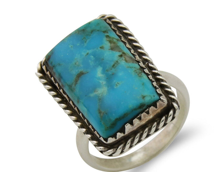 Navajo Handmade Ring 925 Silver Natural Turquoise Native Artist C.80's