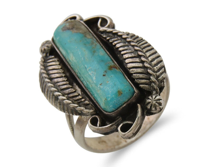 Navajo Handmade Ring 925 Silver Natural Turquoise Native Artist C.80's