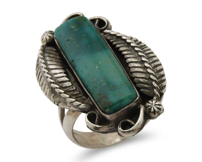 Navajo Handmade Ring 925 Silver Natural Turquoise Native Artist C.80's