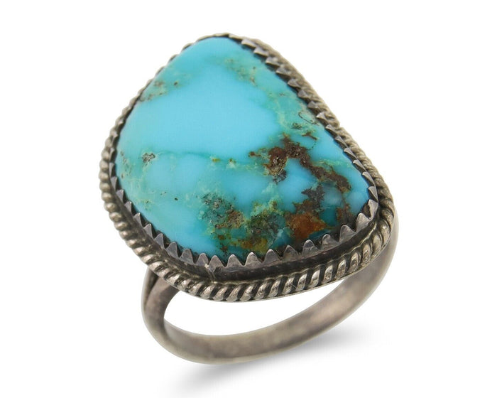 Navajo Handmade Ring 925 Silver Natural Turquoise Native Artist C.80's