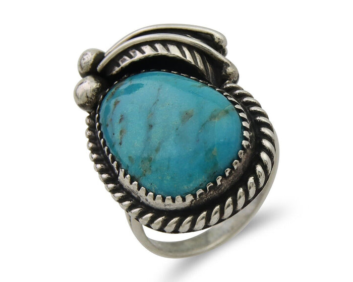 Navajo Handmade Ring 925 Silver Natural Turquoise Native Artist C.80's