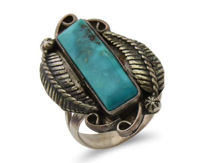 Navajo Handmade Ring 925 Silver Natural Turquoise Native Artist C.80's