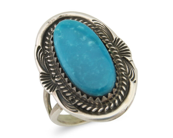 Navajo Handmade Ring 925 Silver Natural Turquoise Native Artist C.80's