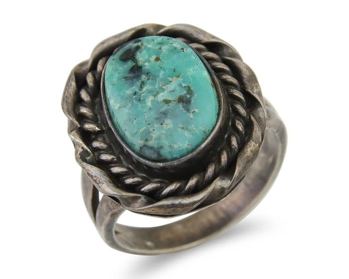 Navajo Handmade Ring 925 Silver Natural Turquoise Native Artist C.80's