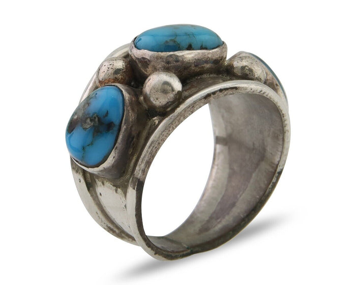 Navajo Handmade Ring 925 Silver Natural Turquoise Native Artist C.80's