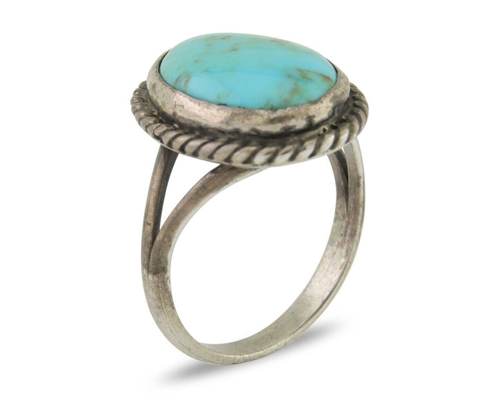 Navajo Handmade Ring 925 Silver Natural Turquoise Native Artist C.80's