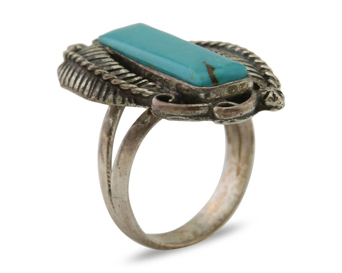 Navajo Handmade Ring 925 Silver Natural Turquoise Native Artist C.80's