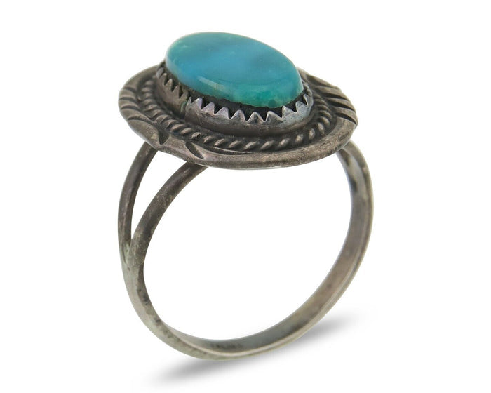 Navajo Handmade Ring 925 Silver Natural Turquoise Native Artist C.80's
