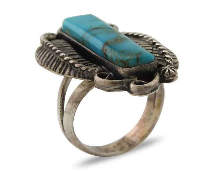 Navajo Handmade Ring 925 Silver Natural Turquoise Native Artist C.80's
